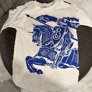 White Onesie with Blue Knight Graphic